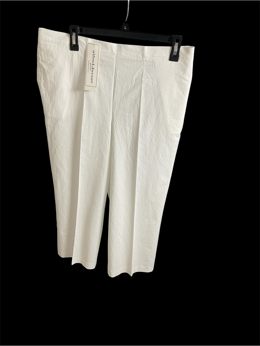 ALFRED DUNNER PETITE CLASSIC FIT-PANT WOMEN FLAT-FRONT WAIST CRINKLE WHITE 18P**